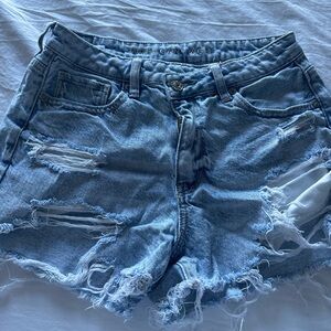 American Eagle Outfitters Women's Ripped Jean Shorts - Light Blue